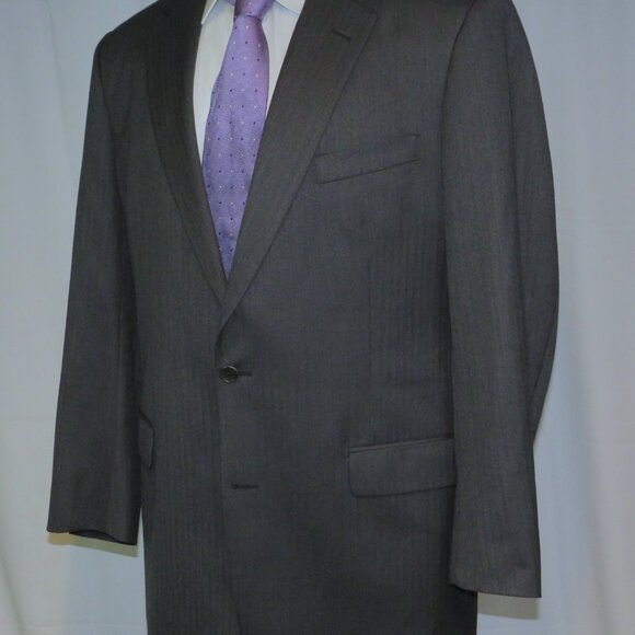 Brooks Brothers 1818 Madison Saxxon Gray Herringbone Two Button Suit 46XL - Picture 7 of 14